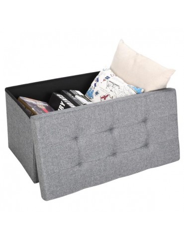 Practical Signature Cotton Rectangle Shape Surface with Line Footstool Gray