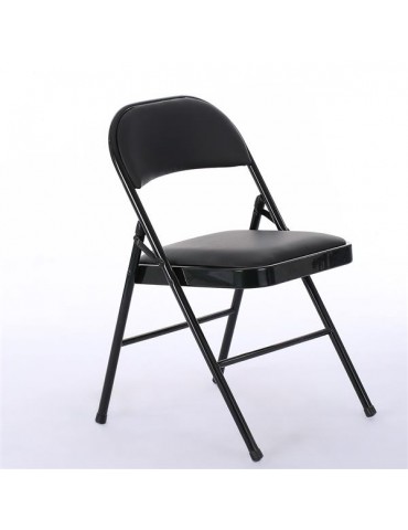 [US-W]6pcs Elegant Foldable Iron & PVC Chairs for Convention & Exhibition Black
