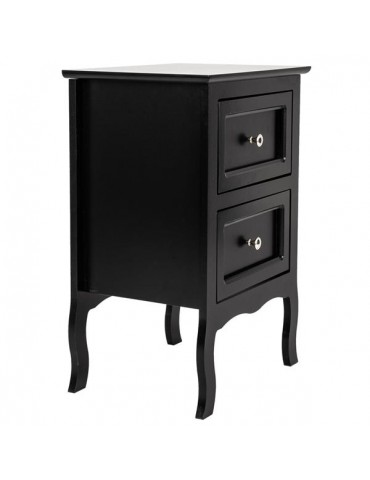 Country Style Two-Tier Night Table Large Size Black