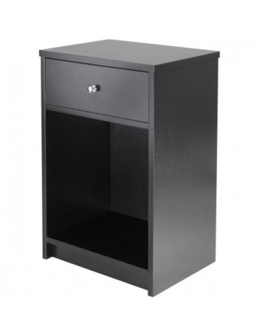 [US-W]40 x 30 x 60cm Round Handle Night Stand with One Drawer Black